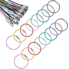 16 Pcs Wire Keychain Cable, 6.14 Inches Stainless Cable Key Ring, colorful wi...