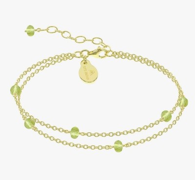 18K Gold 925 Sterling Silber Armband Abshel NY Handarbeit Doppelkette Perle 