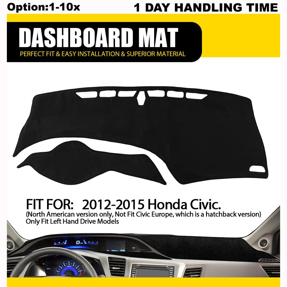 Dashboard Carpet Mat Dash Sun Visor Cover For 2012 2013 2014 2015 Honda Civic