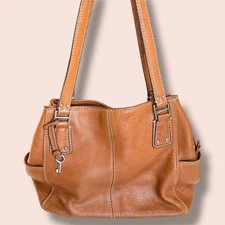 Vintage Fossil Brown Leather Shoulder Bag Tote Purse Classic Everyday Handbag