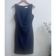 Eliza J Women's Sparkle Ruched Cocktail Dress Navy Blue Wedding Formal Size 8
