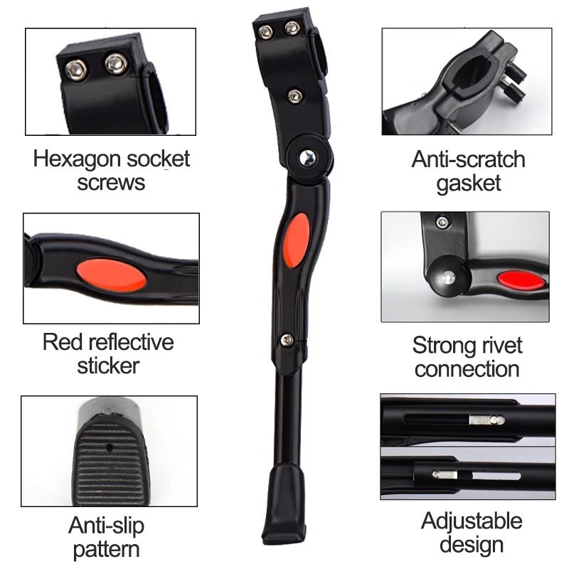 ROCKBROS Adjustable Aluminium Alloy Kickstand for 22' Mountain Bike & Road Bike