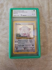 1999 chansey pokemon card Chansey/102 - 1st Edition Holofoil Base Set Shadowless prevent all damage done to Chansey during your opponents next turn Chansey (Card #3/102 *Shadowless Borders*)