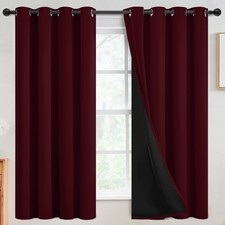100 Blackout Curtains for Bedroom,Thermal Insulated Wine red Grommet Window ...