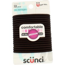 Scunci No Damage Elastic Hair Tie, 18 Ct