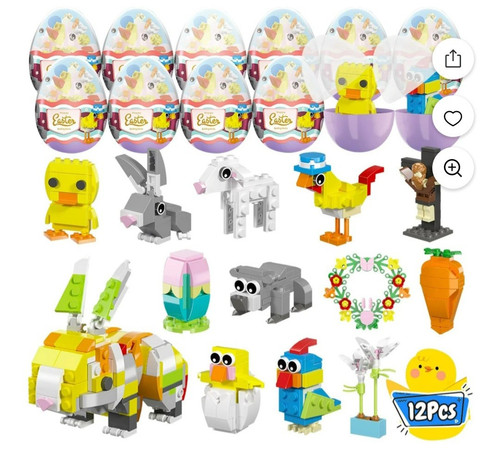Set Blocchi Costruzione Riempitivi Uova di Pasqua 12 Pezzi per Bambini 6+ - Foto 1 di 8