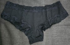 Victoria's Secret PINK Lace Trim Cheekster Panty L Black New with Tag NWT