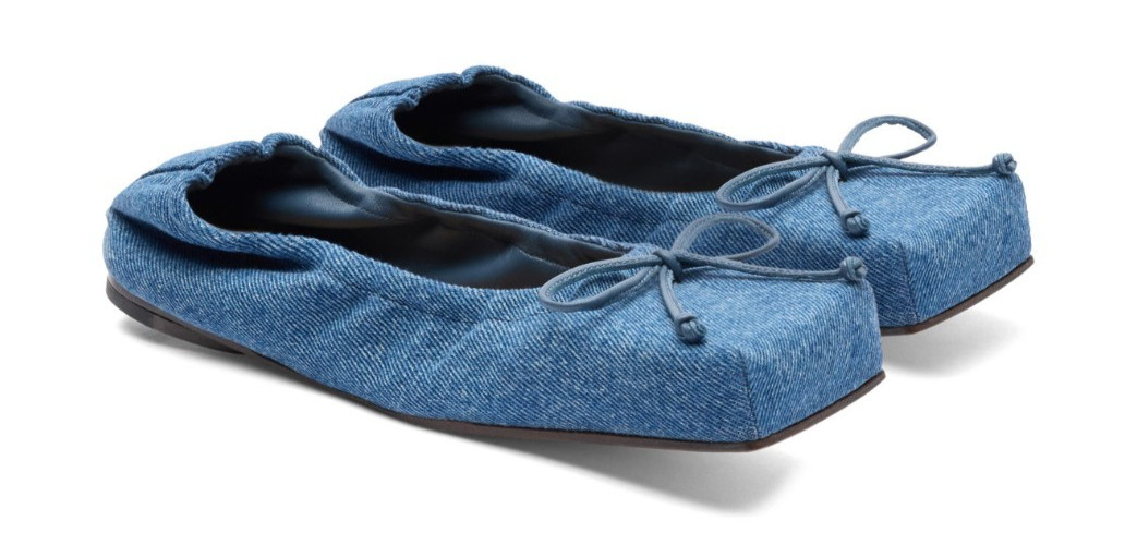 Jacquemus Les Ballerines Womens Denim Square Toe Ballet Flat Blue Size 38 / US 7