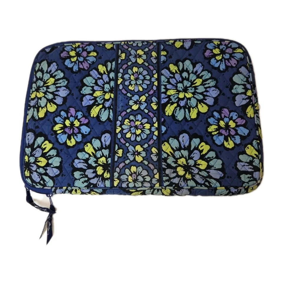 Vera Bradley Indigo Pop 17” Estuche Acolchado para Laptop Acolchado Funda con Cremallera Bolsillo Foto 2 de 4