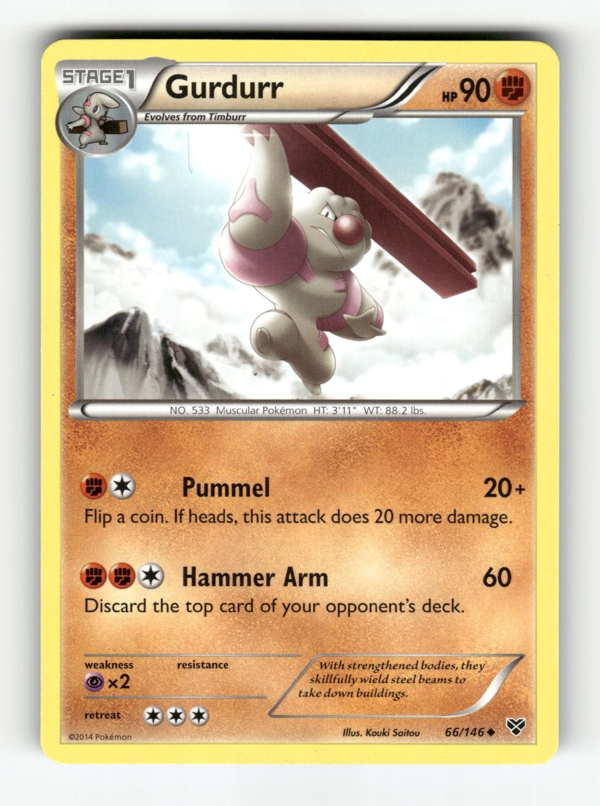 Gurdurr 66/146 XY Base Set Uncommon Pokemon NM