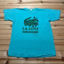 Vintage 80s La Cote Adriatique French Crocodile Funny Graphic T-Shirt - Medium