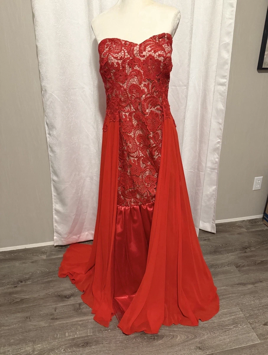 red evening dress size 16 Burgundy Organza Ball Gown Evening Dress main image 1