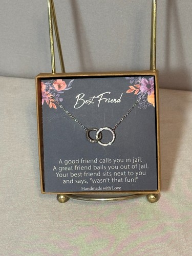 Best Friend Necklace Sterling Silver 19 in long two circles intertwined