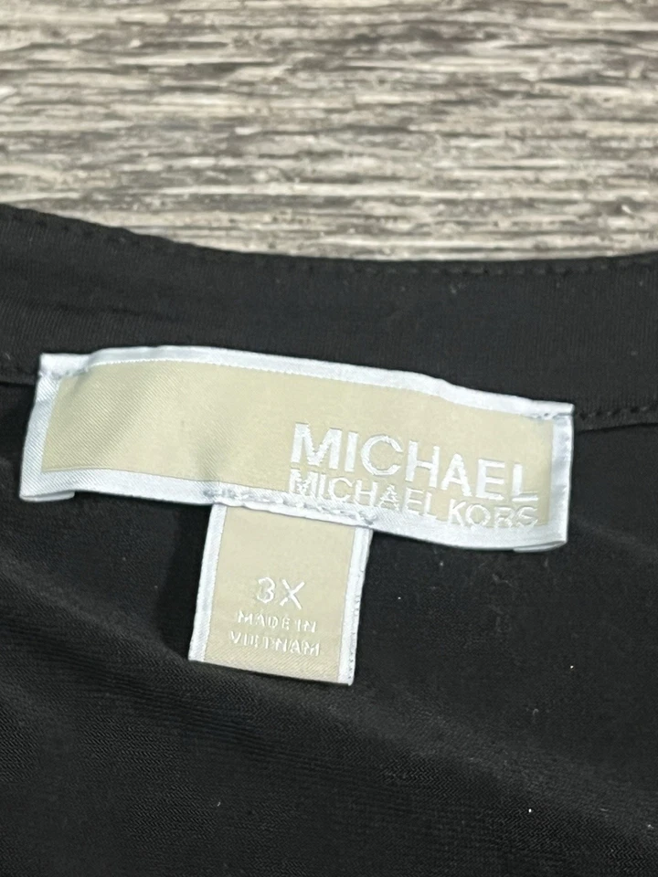Blusa Top Michael Kors Para Mujer 3XL Negra Cremallera Frontal Manga Redonda Ligera Foto 3 de 4