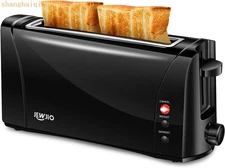 Slim Compact 2 Slice Toaster with Wide Long Slot - Vintage Black, 1000W, Defrost