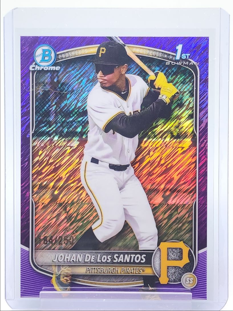 JOHAN DE LOS SANTOS 2025 BOWMAN CHROME 1ST PURPLE SHIMMER PIRATES /250 Q4920