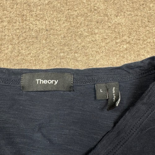 Theory Men's Size L Black Long Sleeve Henley Neck Pullover Lightweight * READ * - Picture 4 of 9