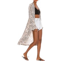 Free People Wild Nights Snake Print Duster Womens Full Length Kimono Jacket Sz M