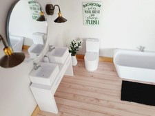 White Bathroom Set - 2 Drawers 1:12 Scale Dolls House Miniature
