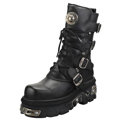 New Rock Reactor Half Boots Unisex Platform Boots in Black - 10.5 US
