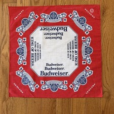 Vintage Budweiser Bandana Red Handkerchief made in USA 1980s brewery memorabilia