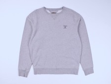 Men's BARBOUR Beacon Embroidered Logo Gray Crew Neck Cotton Sweatshirt Size L