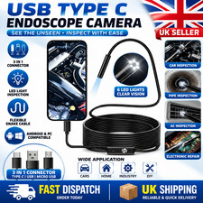 USB Type C Endoscope Borescope Snake Inspection Camera 3 in 1 for Phone Android