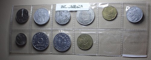 * INDONESIA COIN GROUP OF 10 5-1000 RUPIAH WORLD COINS AS IMAGED #LOR72