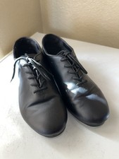 Dance Class Black Leather Lace Up Tap Shoes Unisex Size 6.5 EUC Runs Small