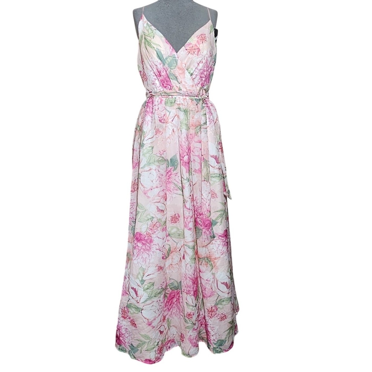 Pink Floral Shimmer Maxi Dress Size 9 New with Tags | eBay
