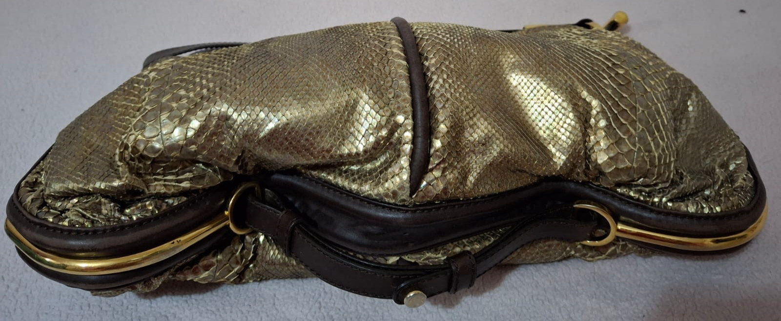 Jimmy Choo Gold-Multi Python with Brown leather t… - image 3