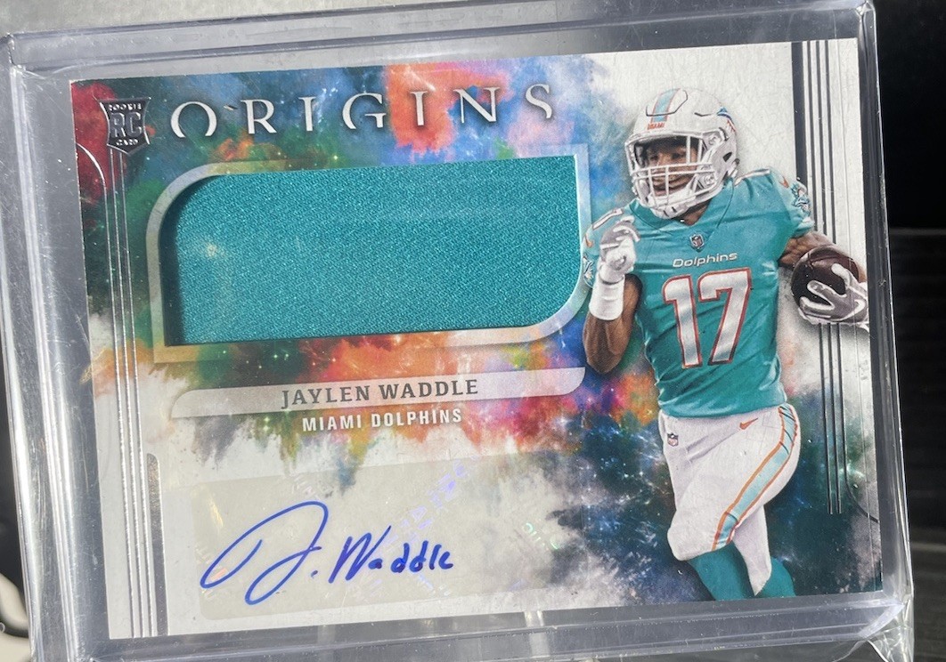 2021 Panini Origins Jaylen Waddle RPA Rookie Patch Auto Miami Dolphins # 163