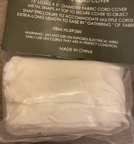 Cord Cover Decorative Off White New in sealed pkg. 15 ft x 5” diameter - Picture 3 of 7