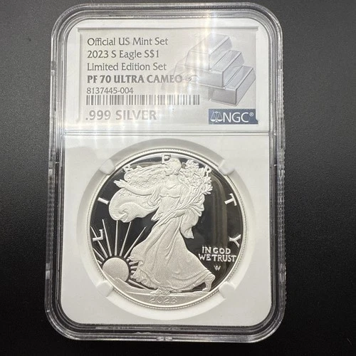 2023 S American Silver Eagle NGC PF-70 ULTRA CAMEO Limited Edition Set Bar Label