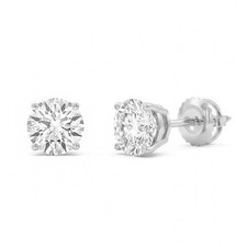 14K White Gold 0.75CT Round Lab Grown Diamond Solitaire Studs   Screw Back