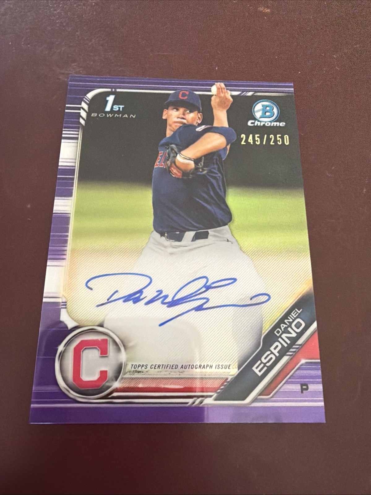2019 Bowman Draft - Chrome Draft Pick Autographs Daniel Espino Purple Ref /250