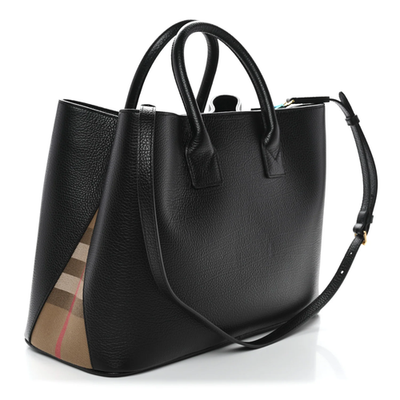 BURBERRY Grainy Calfskin House Check Medium Bermondsey Tote