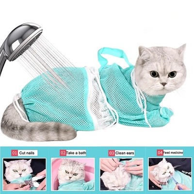 Cat Bag for Bath Adjustable Breathable Mesh Pet Restraint Bag