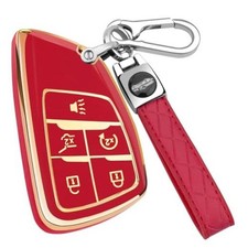 for Chevy Key Fob Cover with Keychain,Key Case Shell 5 Buttons 5 Buttons-red