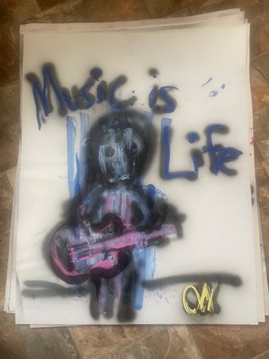 graffiti street art  Guitarist  music Ody West 22x28 poster size acrylic spray