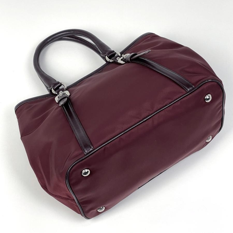 PRADA BN1841 Handbag Tote Bag Nylon Bordeaux #BS1530 thumbnail 2