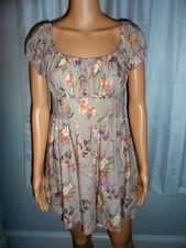Cute J for Justify size L tan floral short sleeve smocked romper juniors NWT