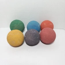 Pottery Decorative Balls Spheres Lot of 6, Multicolor Faux Yarn 3.5" Home Decor