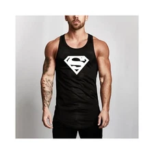Superman Muscle Tee   Round Neck Sleeveless Tank Top