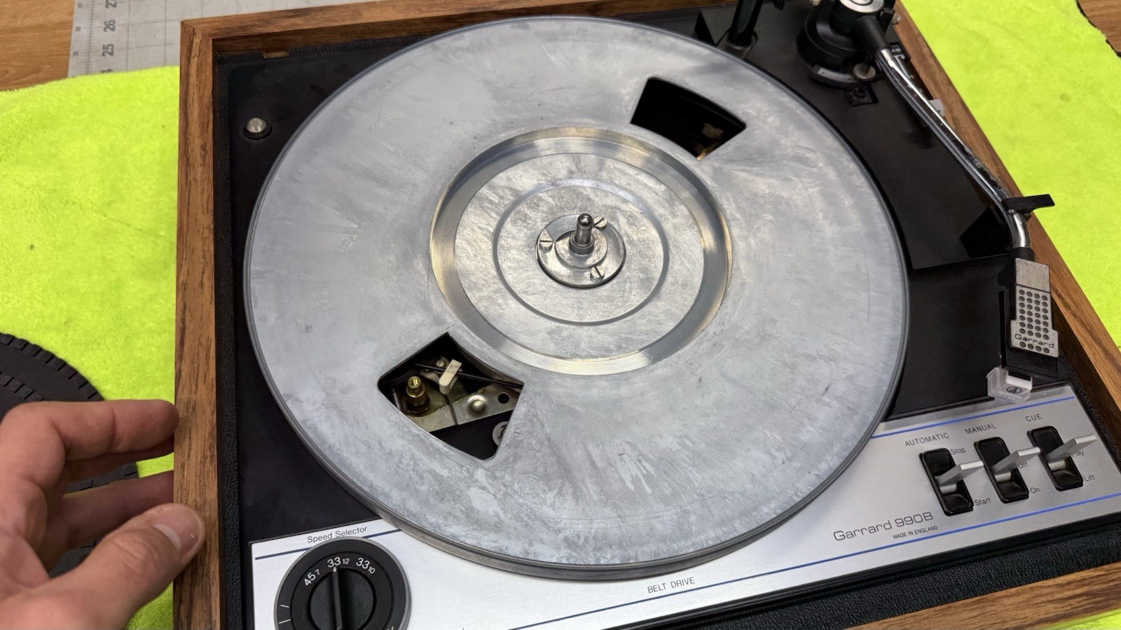 Garrard 990B Turntable SERVICED New Belt AT Cartridge Stylus See Video Works GRT