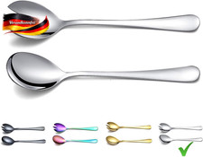 Edelstahl Salat Servierset 2-teilig f&uuml;r frische Salate, gl&auml;nzend, sp&uuml;lmaschinenf