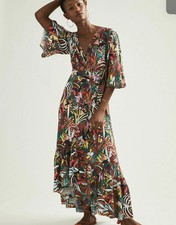 Anthropologie Farm Rio Fiesta Wrap Maxi Dress Tropical Multi Size XS