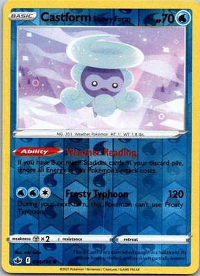 Castform Snowy Form Reverse Holo Common SWSH06: Chilling Reign 034/198 NM