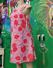 Bar III Pink Floral Sleeveless Square Neck Shift Knee-Length Dress M