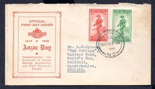 New Zealand - 1936 Anzac Day First Day Cover